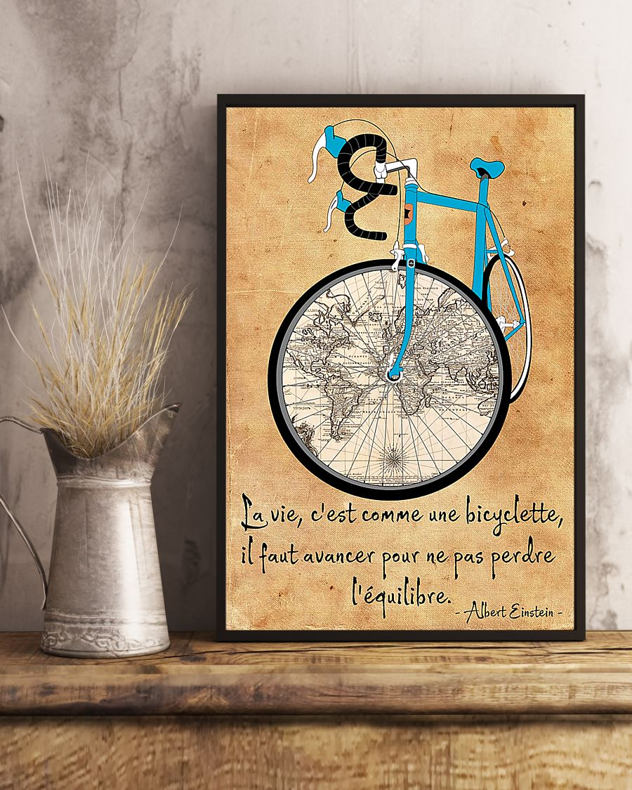 Cycling La Vie C'est Comme Faire Du V‚lo Poster Vintage Blue Bicycle Room Home Decor Wall Art Gifts Idea - Mostsuit