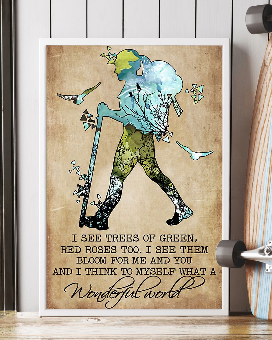 Hiking Girl Poster I Think To Myself What A Wonderful World Vintage Room Home Decor Wall Art Gifts Idea - Mostsuit