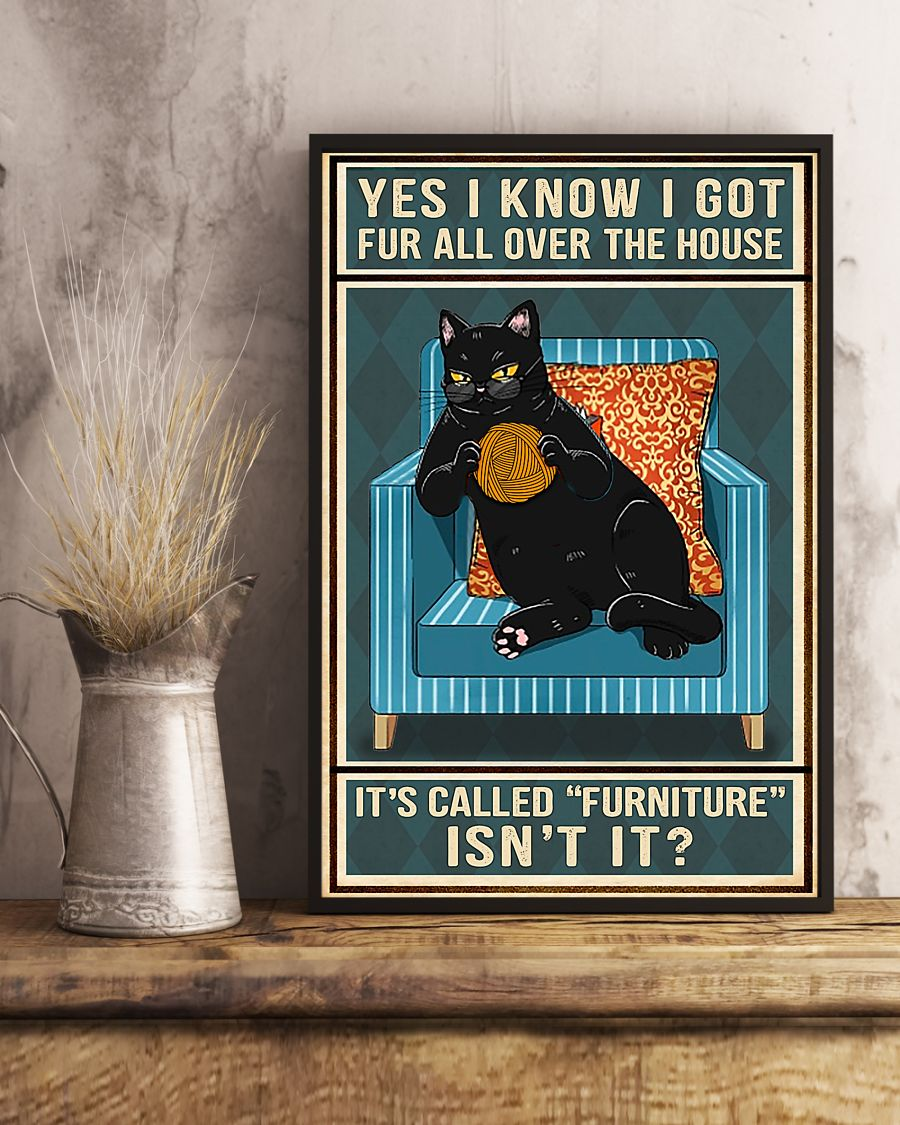 Black Cat Poster I Know I Go Fur All Over The House It's Called Furniture Vintage Room Home Decor Wall Art Gifts Idea - Mostsuit