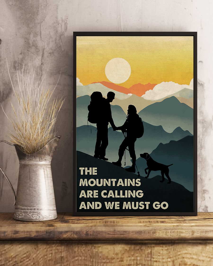 Dog Hiking Couple Poster The Mountains Are Calling And We Must Go Vintage Room Home Decor Wall Art Gifts Idea - Mostsuit