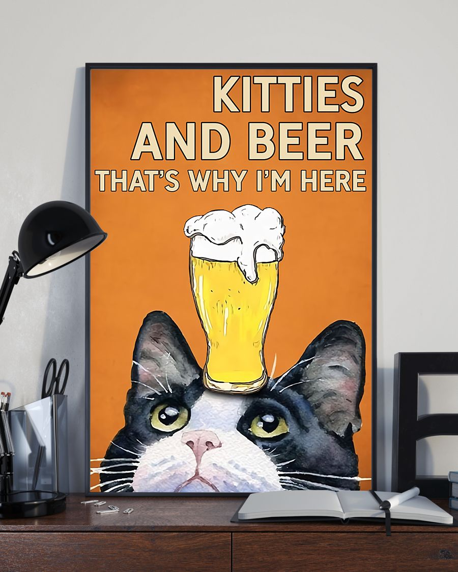 Cat Kitties And Beer Poster That's Why I'm Here Vintage Room Home Decor Wall Art Gifts Idea - Mostsuit