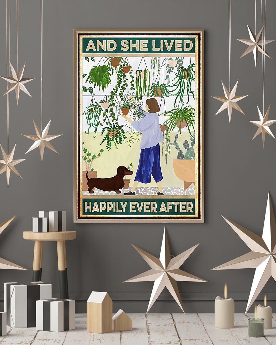 Gardening Girl Garden Dachshund Loves Poster She Lived Happily Ever After Vintage Room Home Decor Wall Art Gifts Idea - Mostsuit