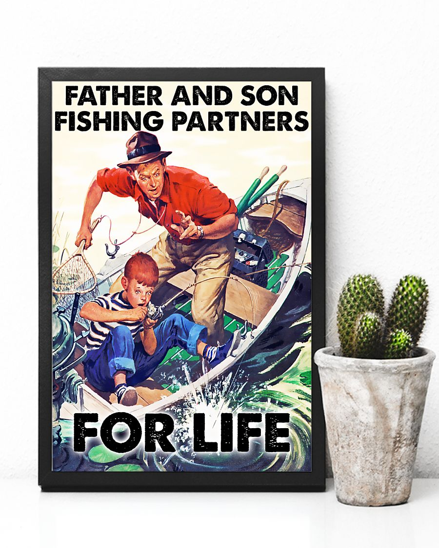 Fishing Loves Poster Father and Son Partners for Life Vintage Room Home Decor Wall Art Gifts Idea - Mostsuit