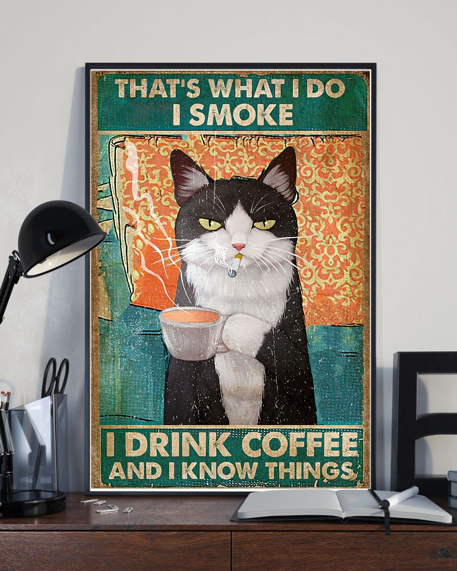 Smoking Cat Drink Coffee Poster That's What I Do Vintage Room Home Decor Wall Art Gifts Idea - Mostsuit