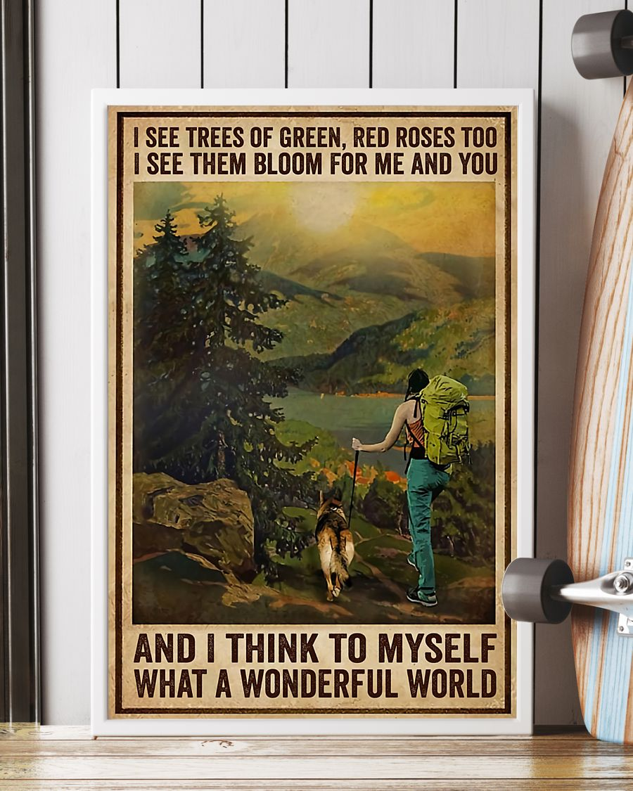 Hiking Girl And Dog Poster Myself What A Wonderful World Vintage Room Home Decor Wall Art Gifts Idea - Mostsuit