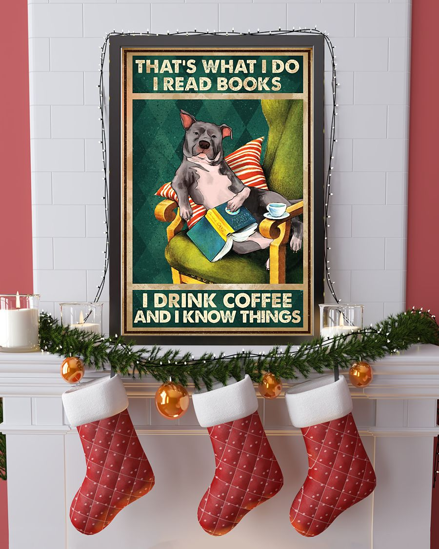 Bulldog Book Coffee Poster That's What I Do I Read Books And I Drink Coffee Vintage Room Home Decor Wall Art Gifts Idea - Mostsuit