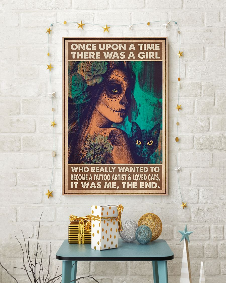 Tattoo Black Cat Sugar Skull Loves Poster A Girl Wanted To Become A Tattoo Artist Vintage Room Home Decor Wall Art Gifts Idea - Mostsuit