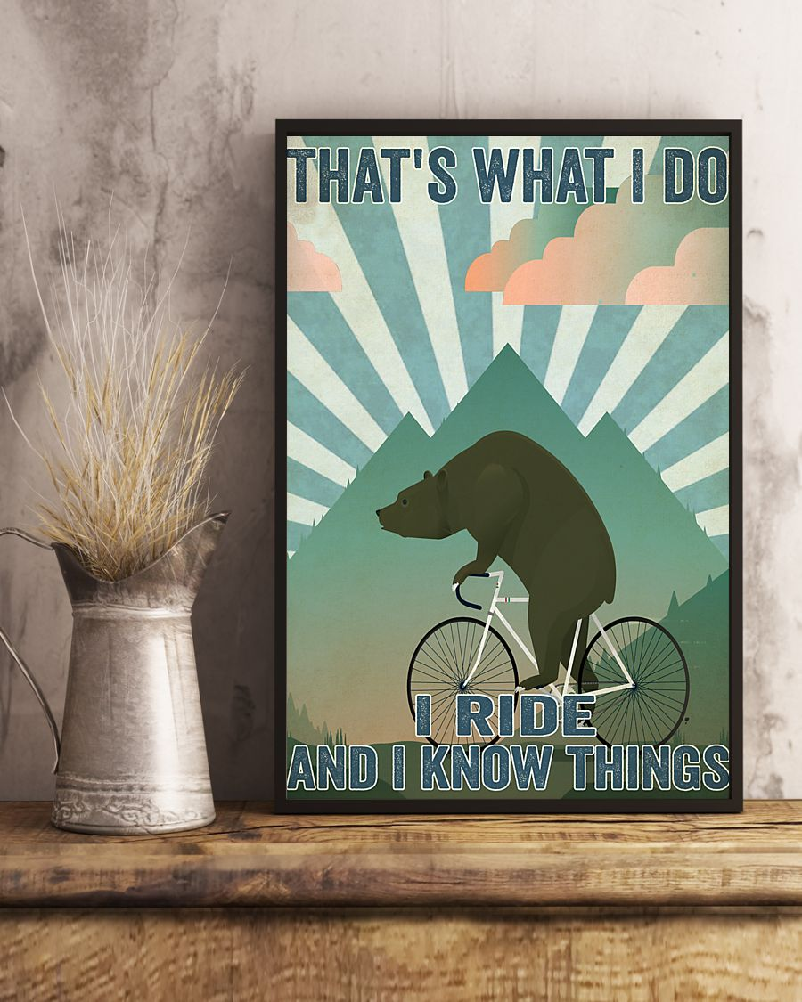 Cycling Bear Poster That's What I Do I Ride And I Know Things Vintage Room Home Decor Wall Art Gifts Idea - Mostsuit