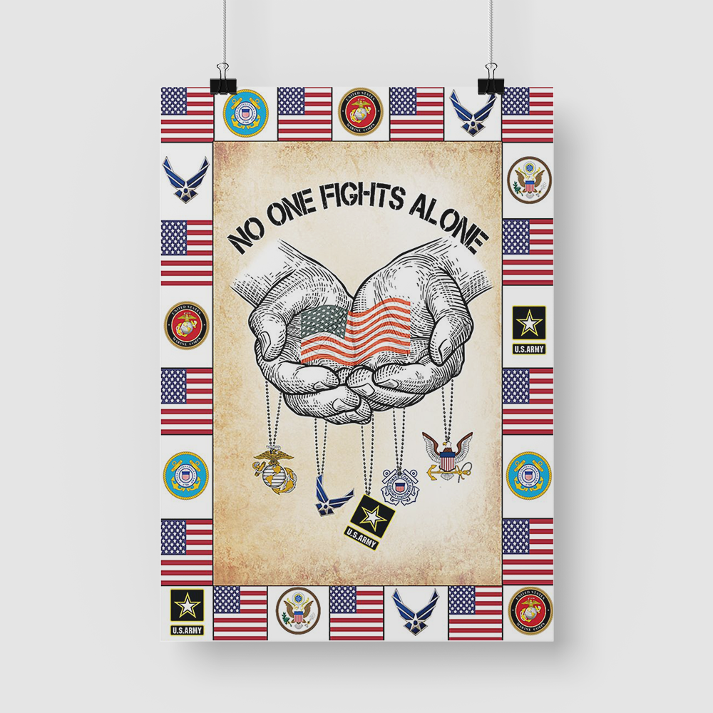 Veteran No One Fight Alone Canvas Prints Vintage Wall Art Gifts Vintage Home Wall Decor Canvas - Mostsuit