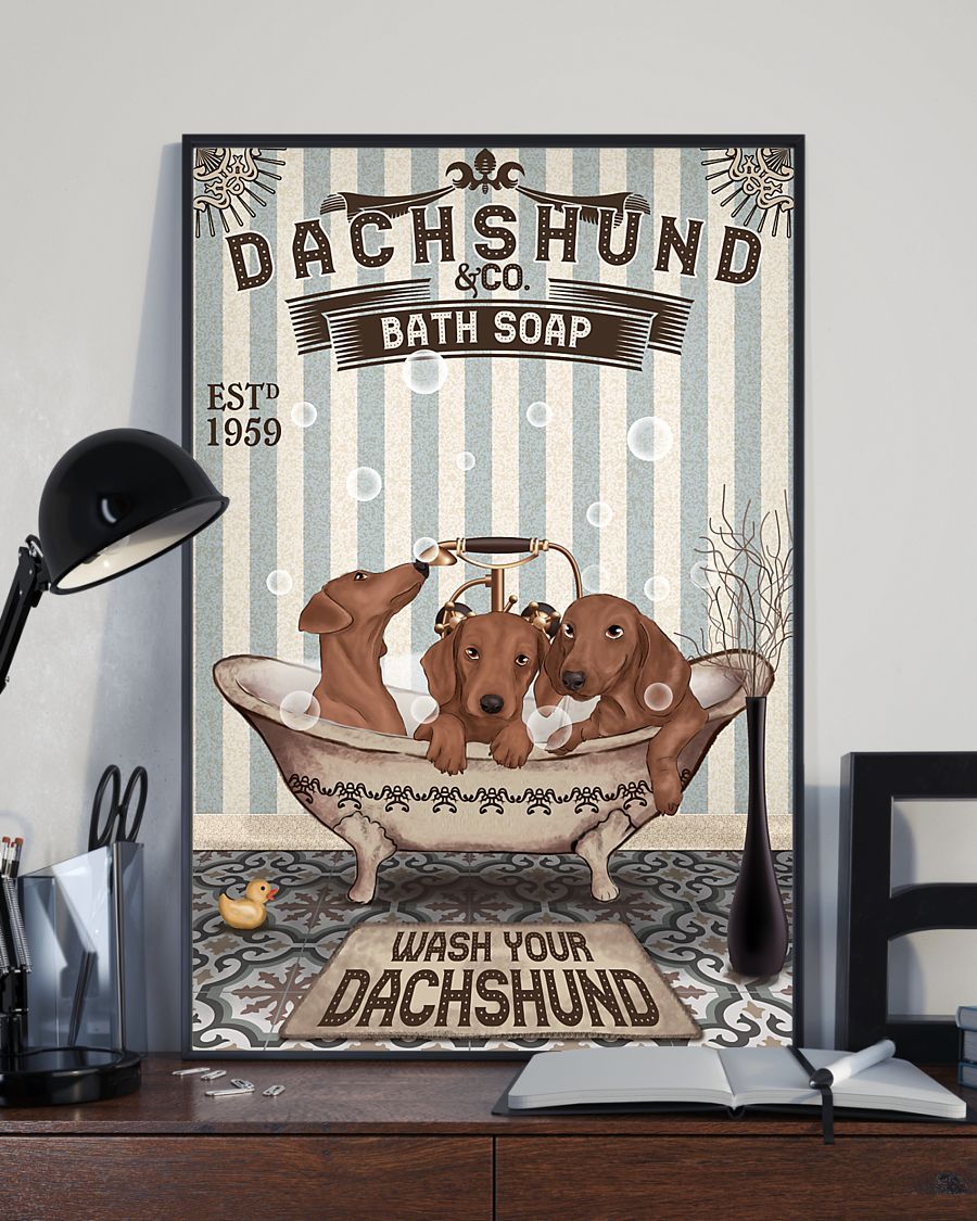 Dachshund Bath Soap Canvas - Gifts for Dog Lover | Puppies Home Room Wall Art - MostSuit