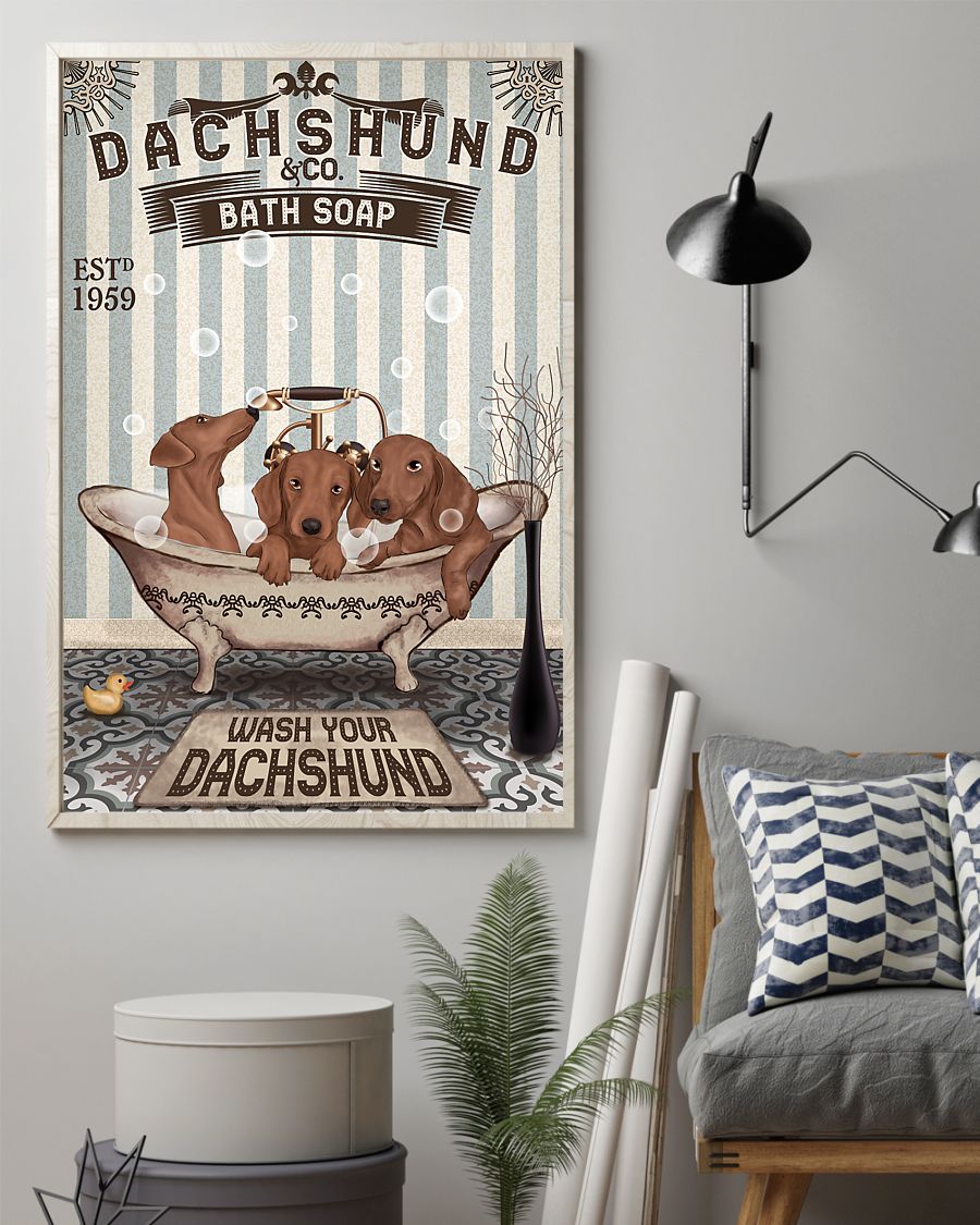 Dachshund Bath Soap Canvas - Gifts for Dog Lover | Puppies Home Room Wall Art - MostSuit