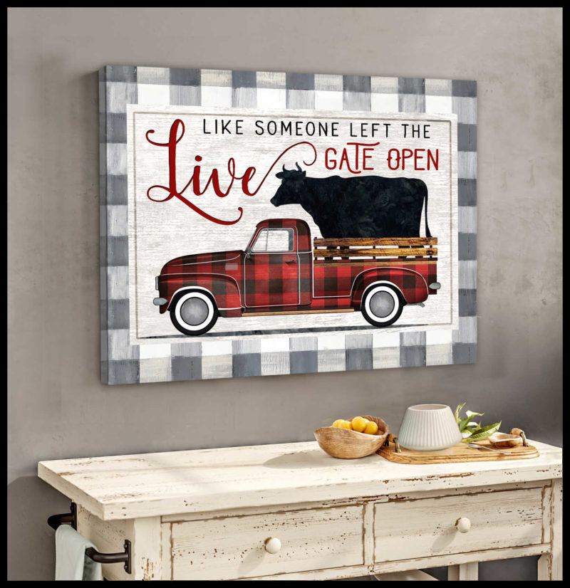 Mostsuit Farm Farmhouse The Gate Open Cow Canvas Poster Wall Art Decor
