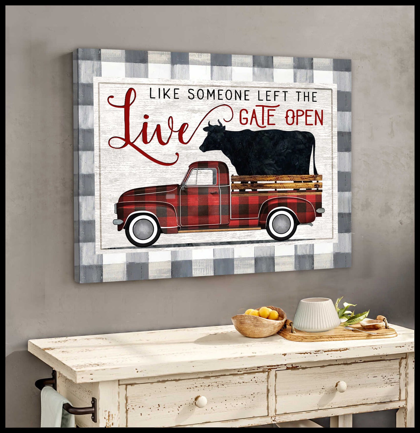 Mostsuit Farm Farmhouse The Gate Open Cow Canvas Poster Wall Art Decor