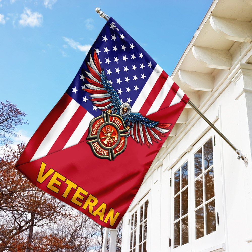Firefighter Veteran American US Flag