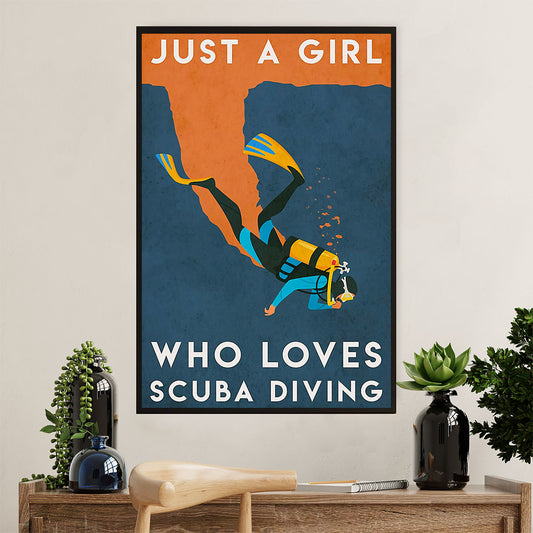 Scuba Diving Poster Prints | Girl Loves Scuba Diving | Wall Art Gift for Scuba Diver