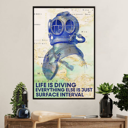 Scuba Diving Poster Prints | Life Is Diving | Wall Art Gift for Scuba Diver