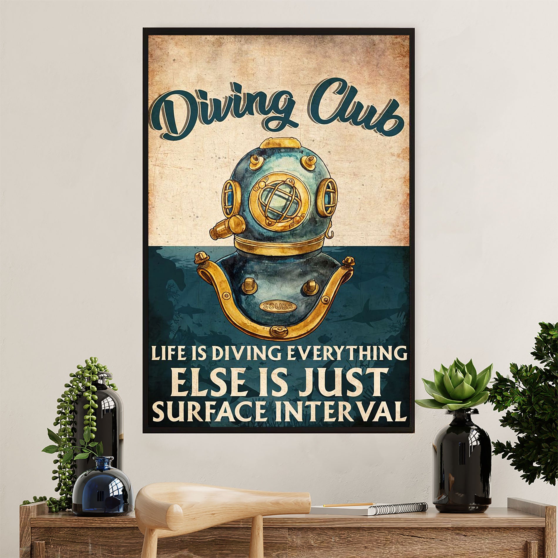 Scuba Diving Poster Prints | Diving Club | Wall Art Gift for Scuba Diver