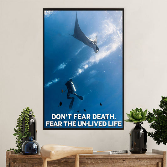 Scuba Diving Poster Prints | Don't Fear Death | Wall Art Gift for Scuba Diver