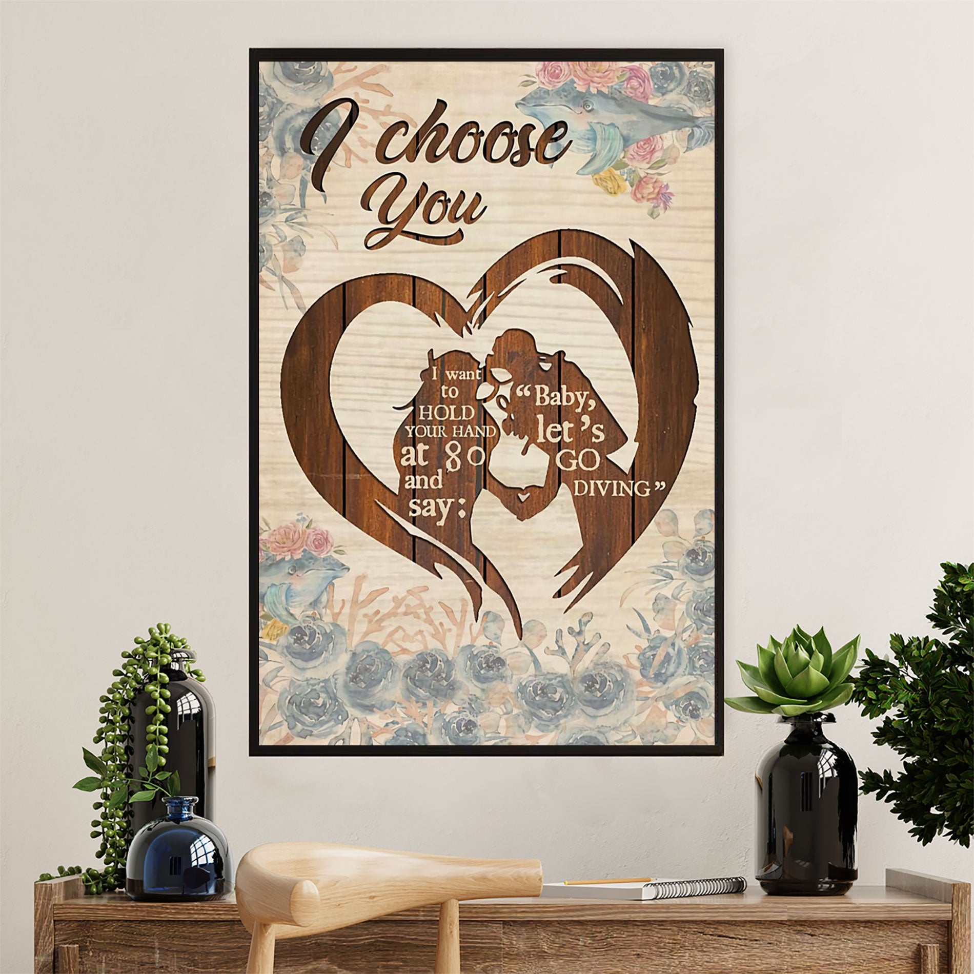 Scuba Diving Canvas Wall Art Prints | Couple Husband & Wife | Home Décor Gift for Scuba Diver