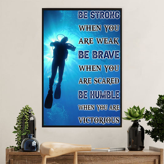 Scuba Diving Canvas Wall Art Prints | Be Brave | Home Décor Gift for Scuba Diver