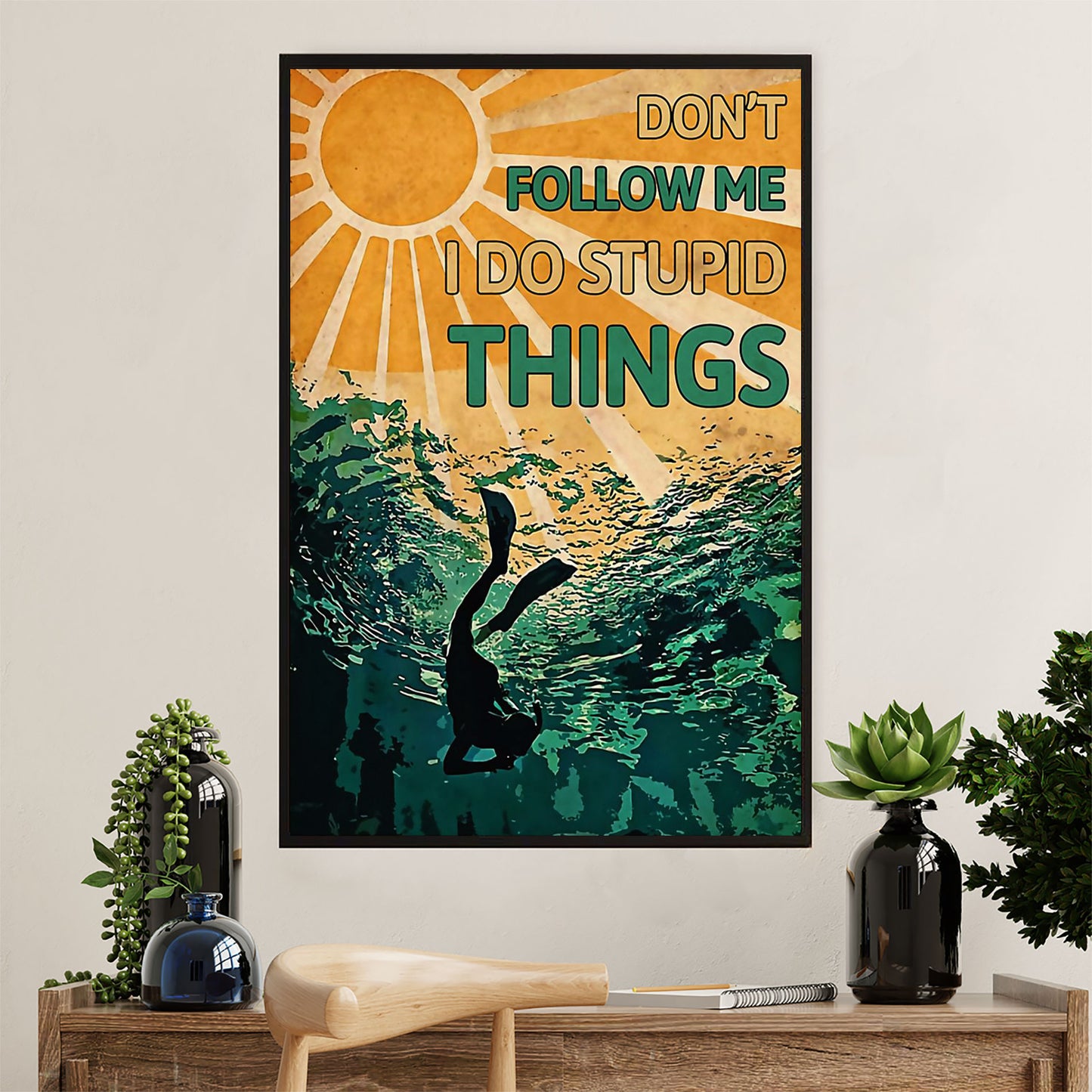 Scuba Diving Poster Prints | Follow Me | Wall Art Gift for Scuba Diver