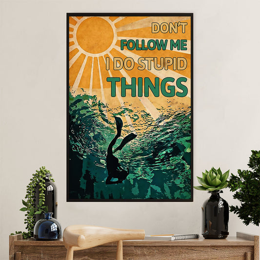 Scuba Diving Poster Prints | Follow Me | Wall Art Gift for Scuba Diver