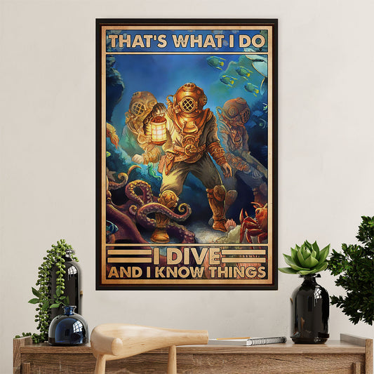 Scuba Diving Canvas Wall Art Prints | Dive & Know Things | Home Décor Gift for Scuba Diver