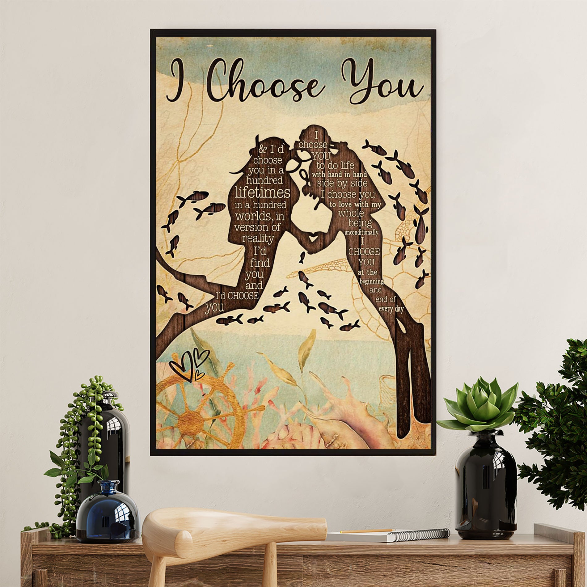 Scuba Diving Poster Prints | Couple I Choose You | Wall Art Gift for Scuba Diver