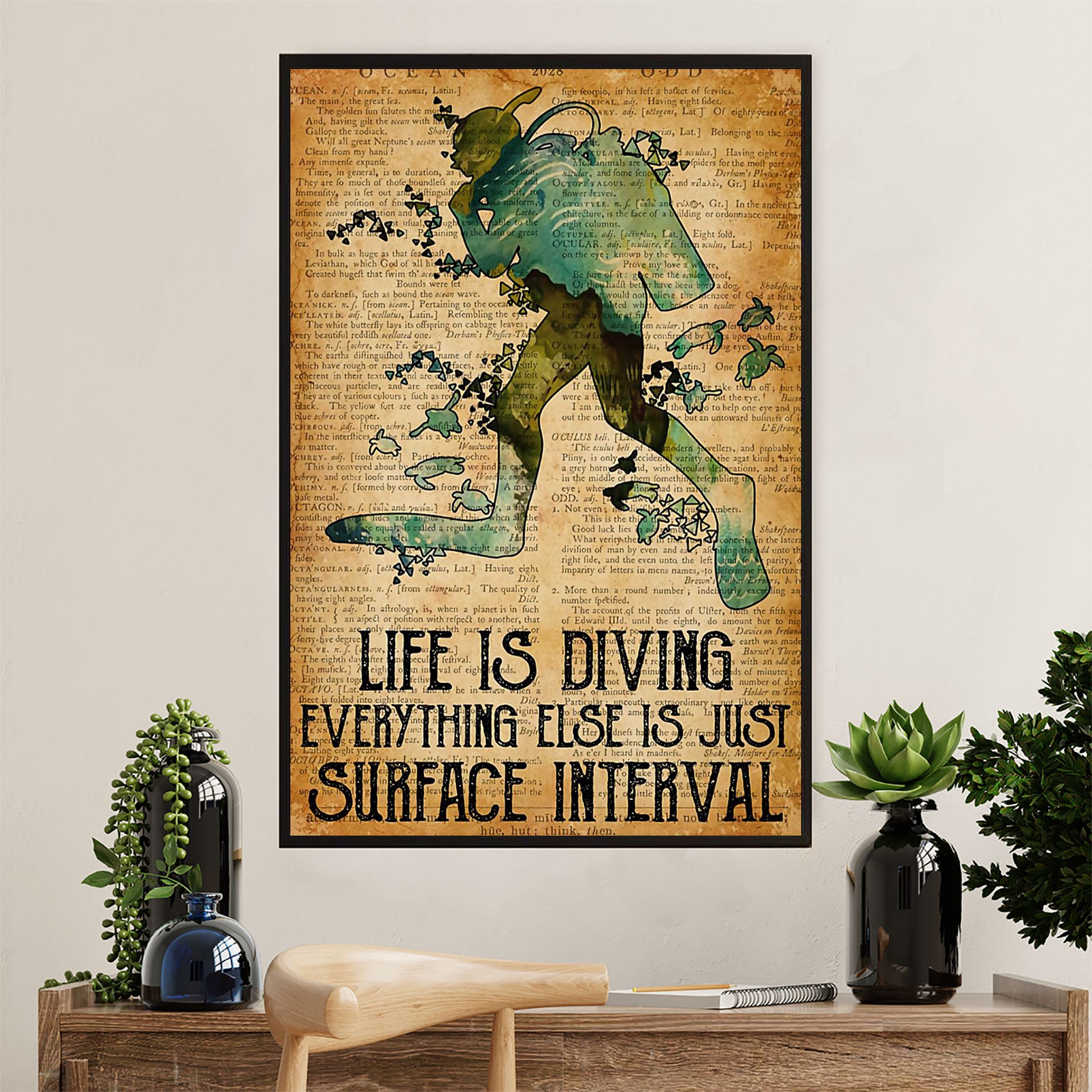 Scuba Diving Canvas Wall Art Prints | Life Is Diving | Home Décor Gift for Scuba Diver