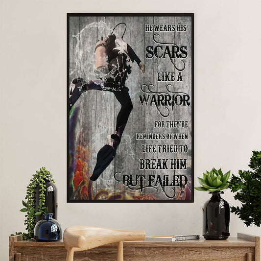 Scuba Diving Poster Prints | Like A Warrior | Wall Art Gift for Scuba Diver