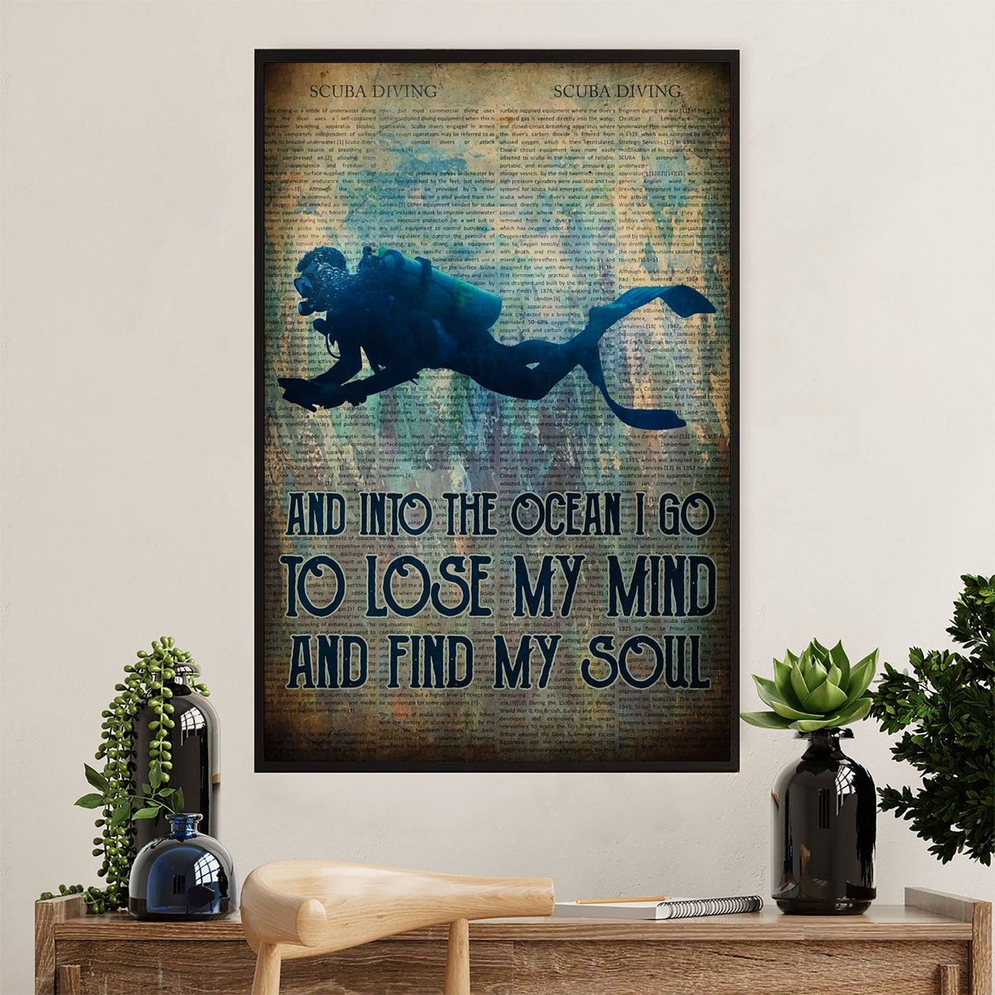 Scuba Diving Canvas Wall Art Prints | Lose My Mind | Home Décor Gift for Scuba Diver