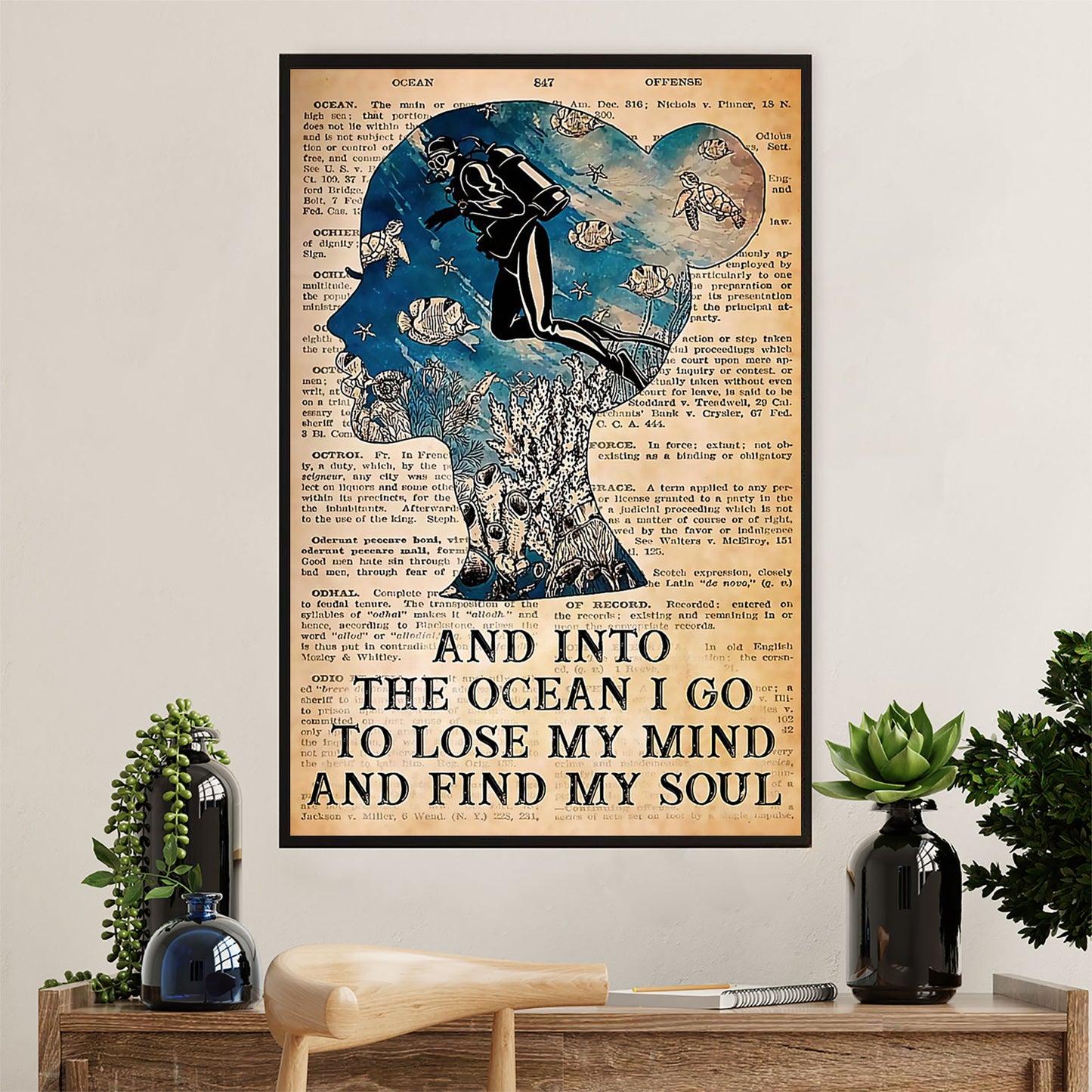 Scuba Diving Poster Prints | Girl Find My Soul | Wall Art Gift for Scuba Diver