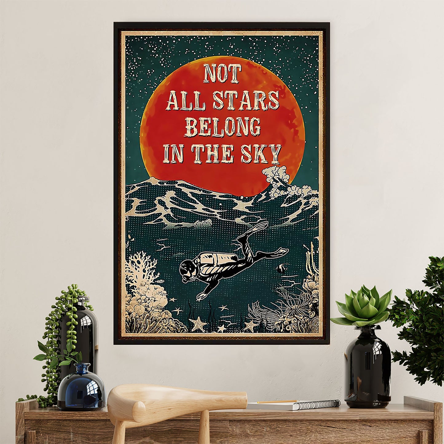 Scuba Diving Canvas Wall Art Prints | Not All Stars | Home Décor Gift for Scuba Diver