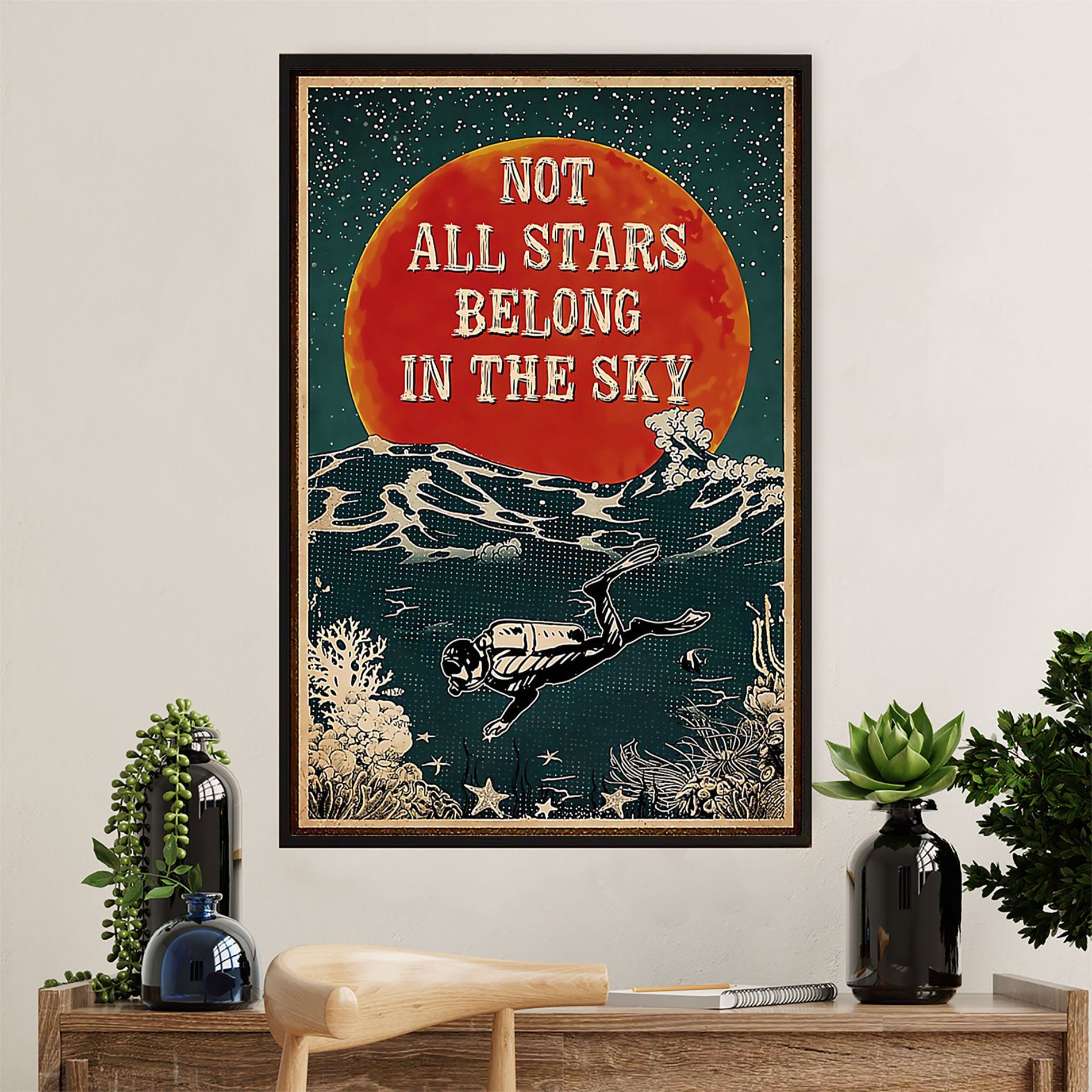 Scuba Diving Canvas Wall Art Prints | Not All Stars | Home Décor Gift for Scuba Diver