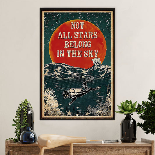 Scuba Diving Canvas Wall Art Prints | Not All Stars | Home Décor Gift for Scuba Diver