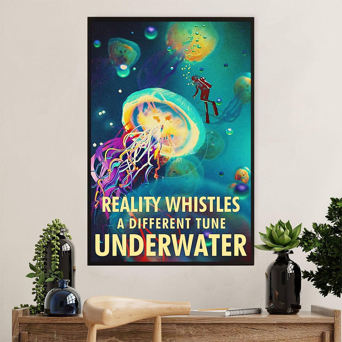Scuba Diving Canvas Wall Art Prints | Different Tune Underwater | Home Décor Gift for Scuba Diver