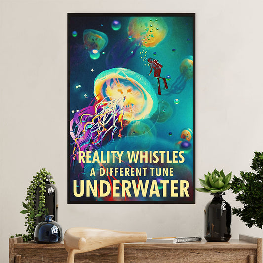 Scuba Diving Canvas Wall Art Prints | Different Tune Underwater | Home Décor Gift for Scuba Diver