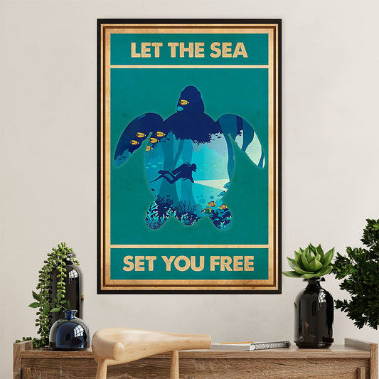 Scuba Diving Poster Prints | Set You Free | Wall Art Gift for Scuba Diver