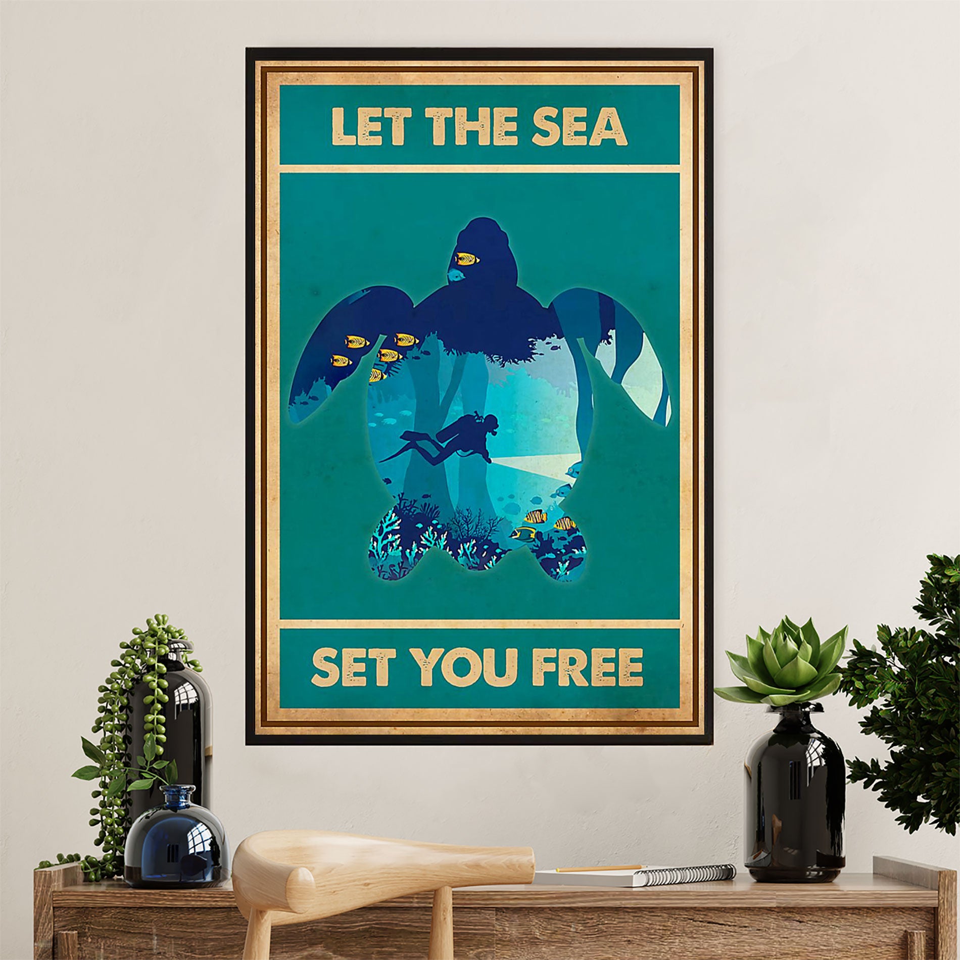 Scuba Diving Canvas Wall Art Prints | Set You Free | Home Décor Gift for Scuba Diver