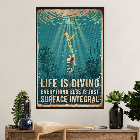 Scuba Diving Poster Prints | Life Is Diving | Wall Art Gift for Scuba Diver