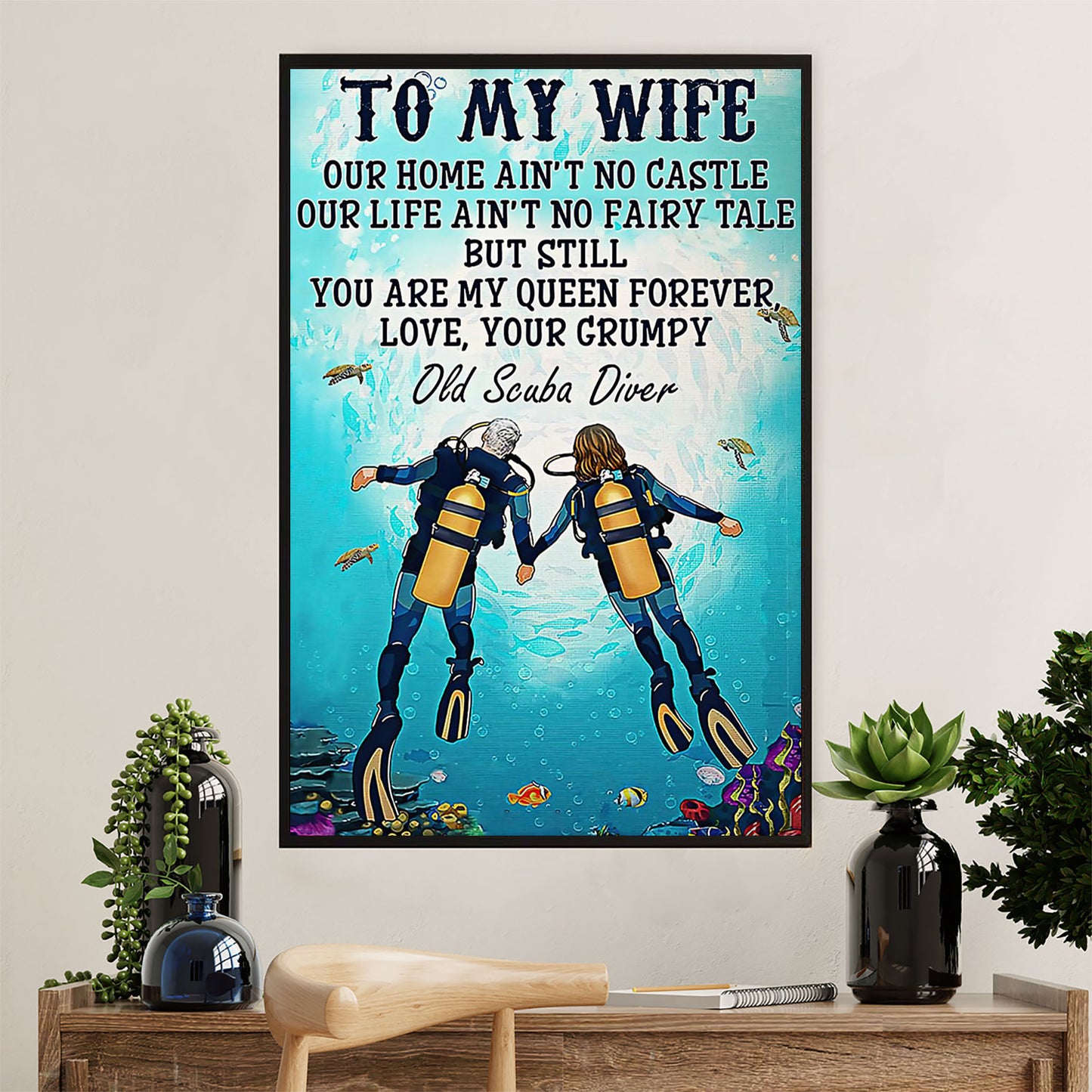 Scuba Diving Poster Prints | From Husband To Wife | Wall Art Gift for Scuba Diver