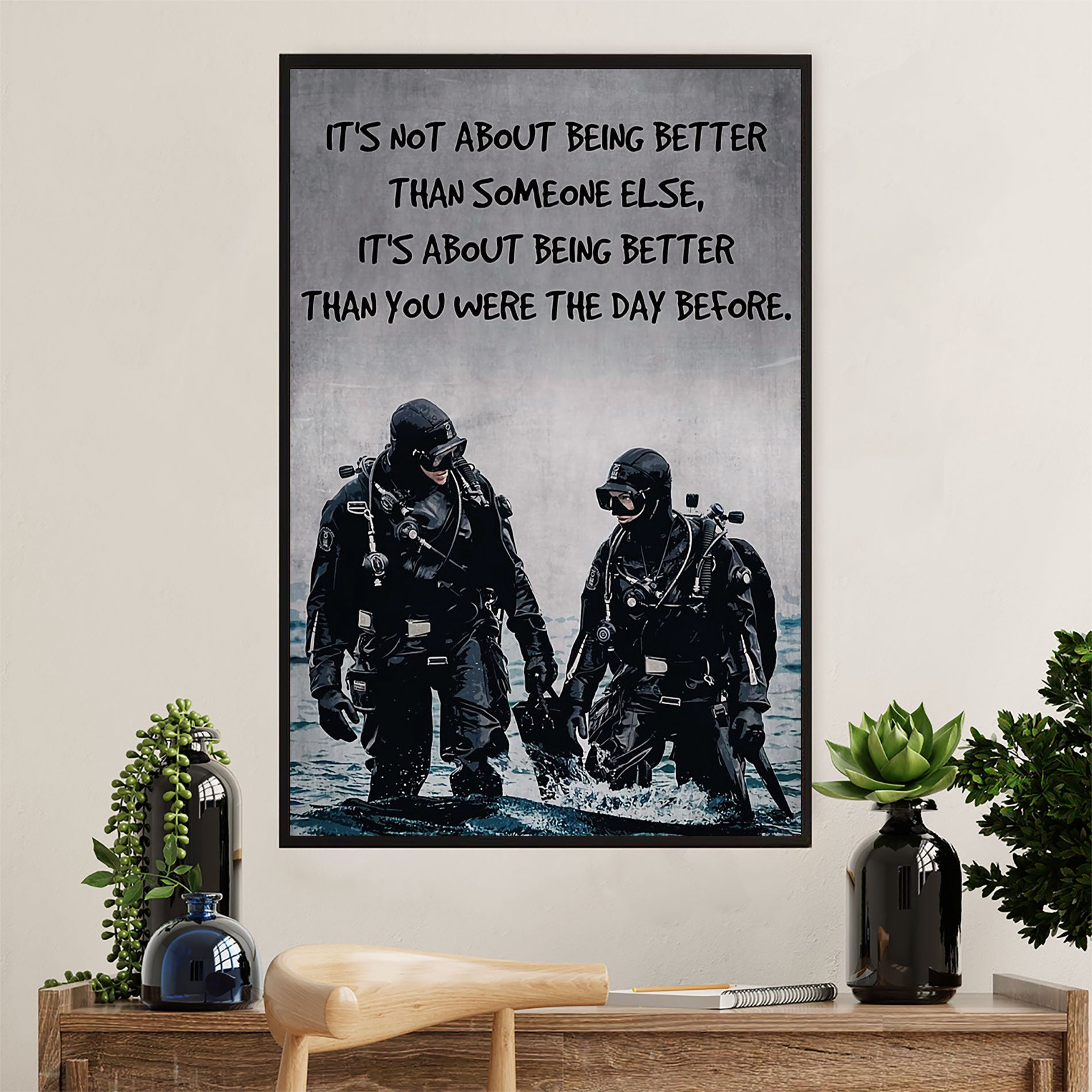 Scuba Diving Poster Prints | Better Than Yesterday | Wall Art Gift for Scuba Diver