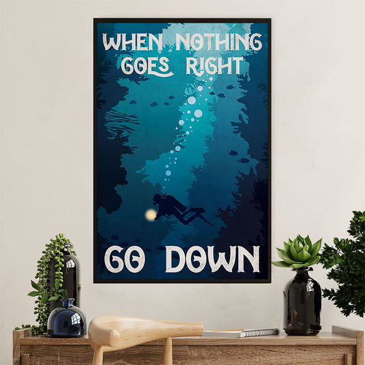 Scuba Diving Canvas Wall Art Prints | Go Down | Home Décor Gift for Scuba Diver