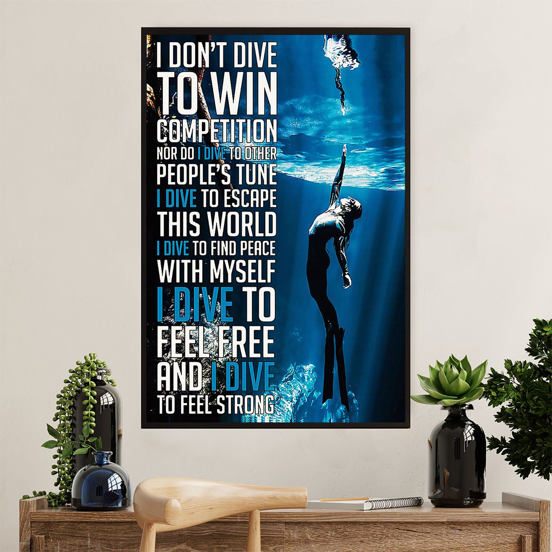 Scuba Diving Canvas Wall Art Prints | I Dive To | Home Décor Gift for Scuba Diver