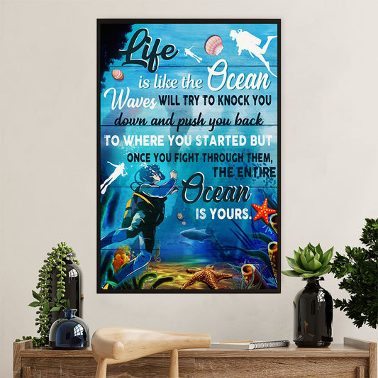 Scuba Diving Poster Prints | Ocean Is Yours | Wall Art Gift for Scuba Diver