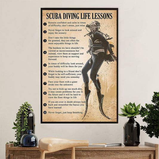 Scuba Diving Poster Prints | Life Lessons | Wall Art Gift for Scuba Diver