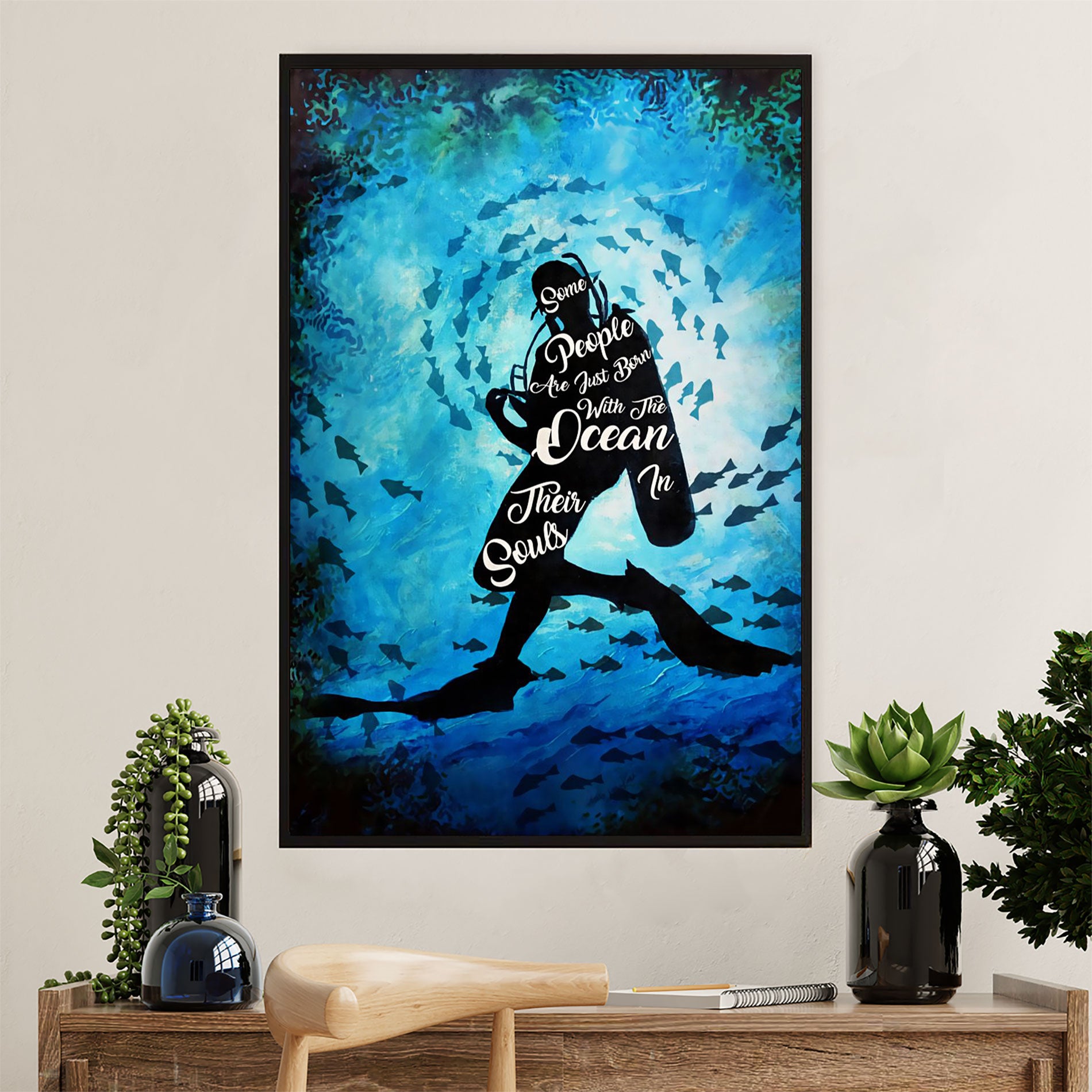 Scuba Diving Canvas Wall Art Prints | Some People Are Just Born With | Home Décor Gift for Scuba Diver