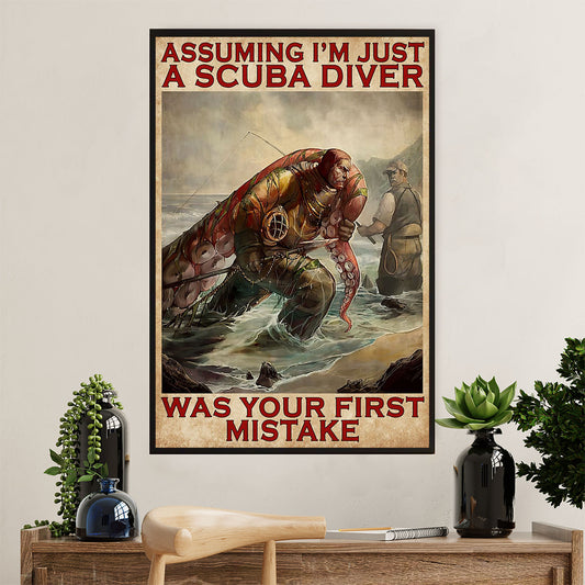 Scuba Diving Canvas Wall Art Prints | I'm Just A Scuba Diver | Home Décor Gift for Scuba Diver