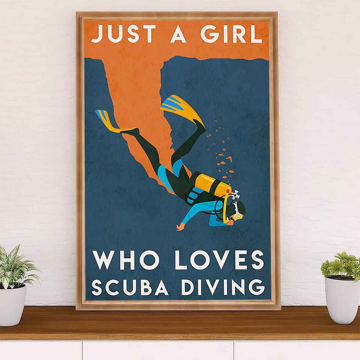 Scuba Diving Poster Prints | Girl Loves Scuba Diving | Wall Art Gift for Scuba Diver