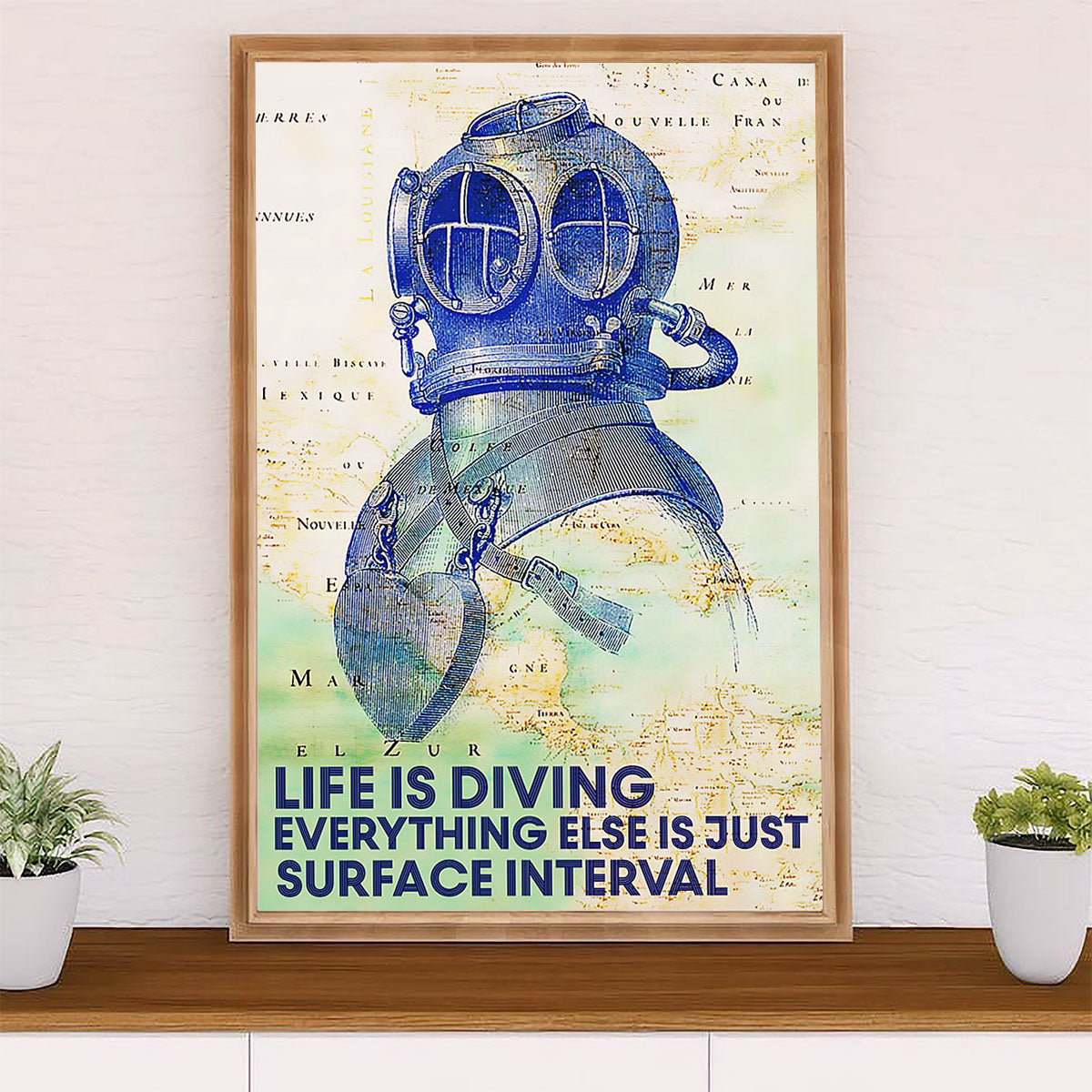 Scuba Diving Poster Prints | Life Is Diving | Wall Art Gift for Scuba Diver